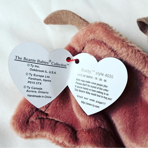 Ty Beanie Baby "BATTY" the Bat. 1996 RARE MINT ORIGINAL Retired With PVC Pellets - Picture 2 of 9